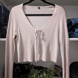 Cream Ribbed Knit Top